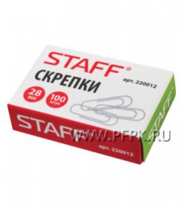 Скрепки металл 28мм (уп. 100 шт) STAFF (220-012) [1/120]