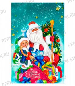 Пакет НГ прозр. с рис. + мет. 25х40 Мешок подарков [100/1000]