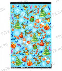 Пакет НГ прозр. с рис. + мет. 25х40 Конфеты [100/2000]