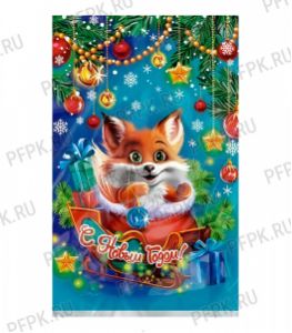 Пакет НГ прозр. с рис. + мет. 25х40 Лисенок [100/2000]