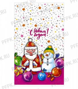 Пакет НГ прозр. с рис. + мет. 30х50 Весельчаки [100/2000]