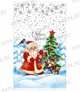 Пакет НГ прозр. с рис. + мет. 30х50 Лесная вечеринка [100/2000]