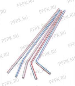 Трубочки со сгибом гофрированные 5х210мм (уп. 250 шт.) Полосатые [1/48]