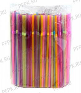 Трубочки со сгибом гофрированные 5х210мм (уп. 250 шт.) Неоновые [1/48]