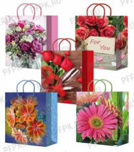 Сумочка бумажная 18х22х10 МЕГА (M) М25-221/222/223/224/225 (Букет) [10/200]