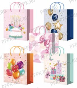 Сумочка бумажная 26х32х13 МЕГА (L) L-354/355/356/357/358 (Шарики) [10/200]