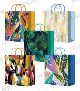 Сумочка бумажная 11х13х6 МЕГА (S) S25-101/102/103/104/105 (Рисунок NEW) [10/200]