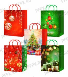 НГ сумочка бумажная 14х20х6,5 МЕГА (MS) MS25-626/627/628/629/630 (Шары, Подарки) [10/200]