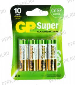 Батарейки GP Super LR6 (АА) алкалин (блистер 4 шт) [40/320]