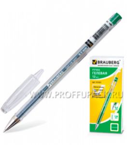 Ручка гелевая BRAUBERG JET GEL INK PEN 0.5мм Зелёная (141-021) [12/1728]