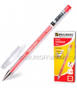 Ручка гелевая BRAUBERG JET GEL INK PEN 0.5мм Красная (141-020) [12/1728]