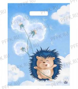 МАЛАХИТ, вырубная ручка, 31х40+3 (60мкм) ГЛЯНЕЦ, ТИКО Ежик с одуванчиком [50/500]