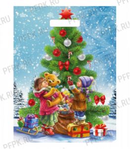 НГ ГЛЯНЕЦ проруб. 31х40+3 (60 мкм) ПВД, ТИКО Дети у елки [50/500]