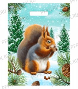 НГ ГЛЯНЕЦ проруб. 31х40+3 (60 мкм) ПВД, ТИКО Новогодняя Белочка [50/500]