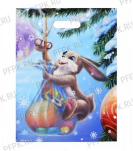 НГ ГЛЯНЕЦ проруб. 31х40+3 (60 мкм) ПВД, ТИКО Зайка с подарком [50/500]