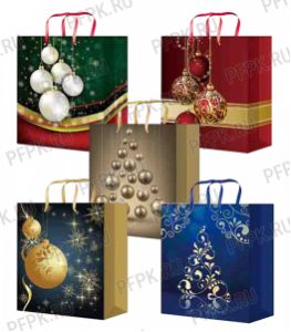 НГ сумочка бумажная 26х32х13 МЕГА (LР) LР-3136/3137/3138/3139/3140 (Шары,Ель) [10/200]