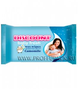 Салфетки влажн. DISCOUNT (уп. 15 шт.) Для детей/ромашка [100/100]