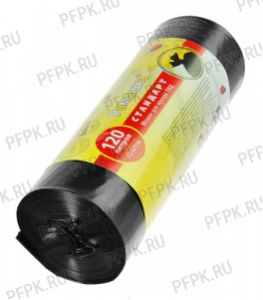 Мешки д/м, 120л РОМАШКА СТАНДАРТ [рул.10шт] ВР-0065 ПВД 70х110 Черные/Б [1/17]