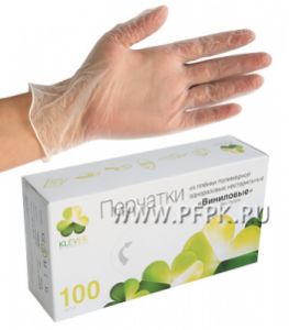 Перчатки виниловые КЛЕВЕР (уп. 100 шт.) S [1/10]