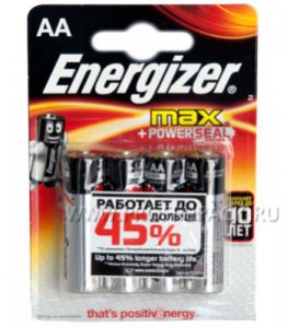 Батарейки ENERGIZER Max LR6 (АА) алкалин (блистер 4 шт) [4/32]