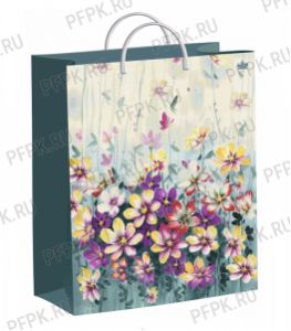 Пакет СОФТПЛАСТ с пласт.ручкой 40х30 (140мкм) мяг.пластик ТИКО Акварельные цветочки [1/40]