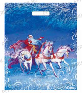 НГ ГЛЯНЕЦ проруб. 38х45+3 (60 мкм) ПВД, ТИКО Дед мороз на тройке [50/500]