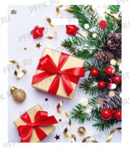 НГ ГЛЯНЕЦ проруб. 38х45+3 (60 мкм) ПВД, ТИКО Новогодние презенты [50/500]