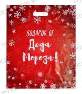 НГ ГЛЯНЕЦ проруб. 38х45+3 (60 мкм) ПВД, ТИКО Подарок от Деда Мороза [50/500]