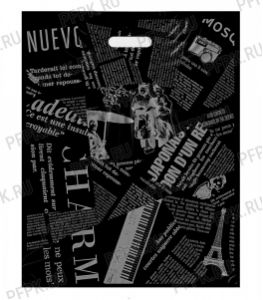 ГАЗЕТА, вырубная ручка, 39х49+3 (85 мкм) ПВД Черная [50/100]