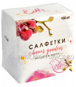 Салфетки бум. LOTTI 25х25, 1-сл. (100 листов) Белые [1/50]