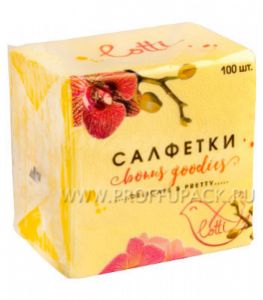 Салфетки бум. LOTTI 25х25, 1-сл. (100 листов) Желтые [1/50]
