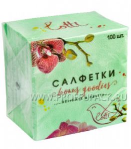 Салфетки бум. LOTTI 25х25, 1-сл. (100 листов) Зеленые [1/50]