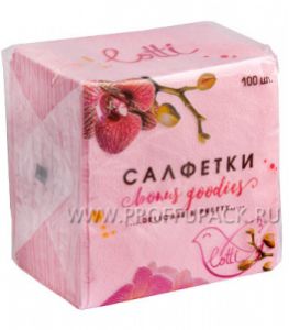 Салфетки бум. LOTTI 25х25, 1-сл. (100 листов) Розовые [1/50]