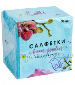 Салфетки бум. LOTTI 25х25, 1-сл. (100 листов) Голубые [1/50]