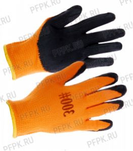 Перчатки зимние акриловые ПЕНА Оранжевые с черным покрытием (KPSLT0102) [12/120]