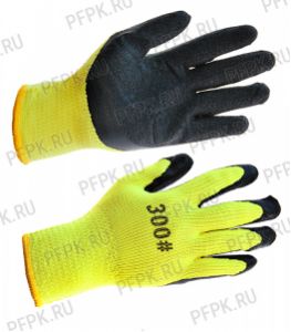 Перчатки зимние акриловые ПЕНА Желтые с черным покрытием [10/480]