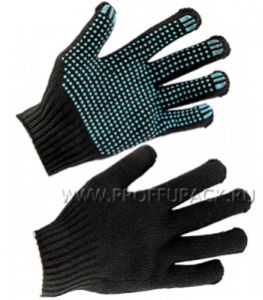 Перчатки акриловые ТОЧКА 7-нитка 7,5-класс Черные [10/200]