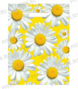 БУТИК, вырубная ручка, 34х45+3 (33мкм) ПНД, ТИКО Солнечные ромашки [50/800]