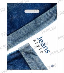 БУТИК, вырубная ручка, 34х45+3 (33мкм) ПНД, ТИКО Джинса [50/800]