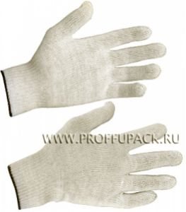 Перчатки без покрытия 4-нитка 10-класс 32гр (Китай) Белые [500/500]