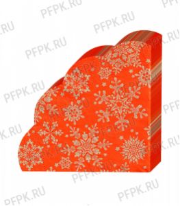Салфетки НГ бум. BOUQUET РОНДО, 3-сл.,с рис. (12 листов) Золотые снежинки на красном [15/15]