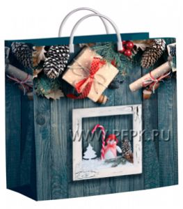 НГ СОФТПЛАСТ с пласт.ручкой 30х30 (140мкм) мяг.пластик ТИКО Рамочки-поздравление [1/40]