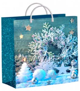 НГ СОФТПЛАСТ с пласт.ручкой 30х30 (140мкм) мяг.пластик ТИКО Снежинки на бирюзе [1/40]