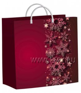 НГ СОФТПЛАСТ с пласт.ручкой 30х30 (140мкм) мяг.пластик ТИКО Снежинки бордо [1/40]