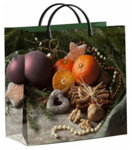 НГ СОФТПЛАСТ с пласт.ручкой 30х30 (140мкм) мяг.пластик ТИКО Коллаж с мандарином [1/40]