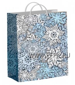 НГ СОФТПЛАСТ с пласт.ручкой 30х40 (140мкм) мяг.пластик ТИКО Кружевные снежинки [1/40]