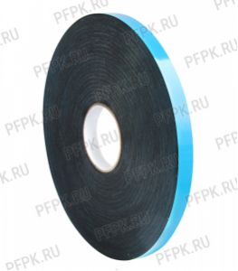 Клейкая лента двухсторонняя вспененная 19х50 (Голубой лайнер) Черная ПЭ 117-607 [1/20]
