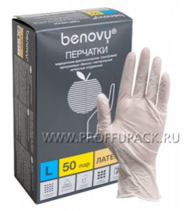 Перчатки латексные ЧЗ смотровые медицинские опудренные (уп. 100 шт.) L (Benovy) [1/10]