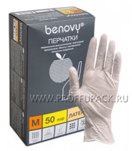 Перчатки латексные ЧЗ смотровые медицинские опудренные (уп. 100 шт.) M (Benovy) [1/10]