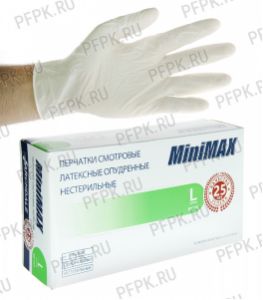 Перчатки латексные ЧЗ смотровые медицинские опудренные (уп. 100 шт.) L (MiniMax) [1/10]